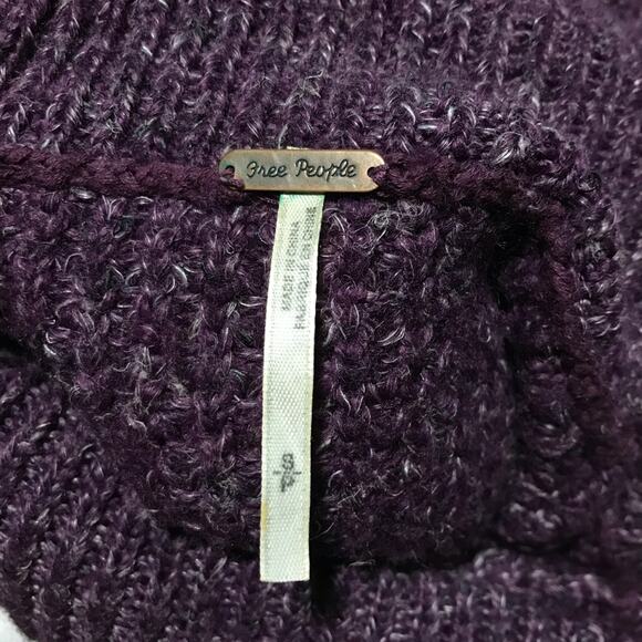 Free People S wool blend shaker knit purple sweater asymmetrical hem oversized - Picture 3 of 8